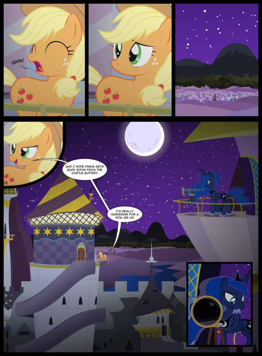 castle comic cowboy_hat cutie_mark english_text equine female feral friendship_is_magic hat horn horse mammal my_little_pony night pony princess_luna_(mlp) telescope text winged_unicorn wings xenoneal