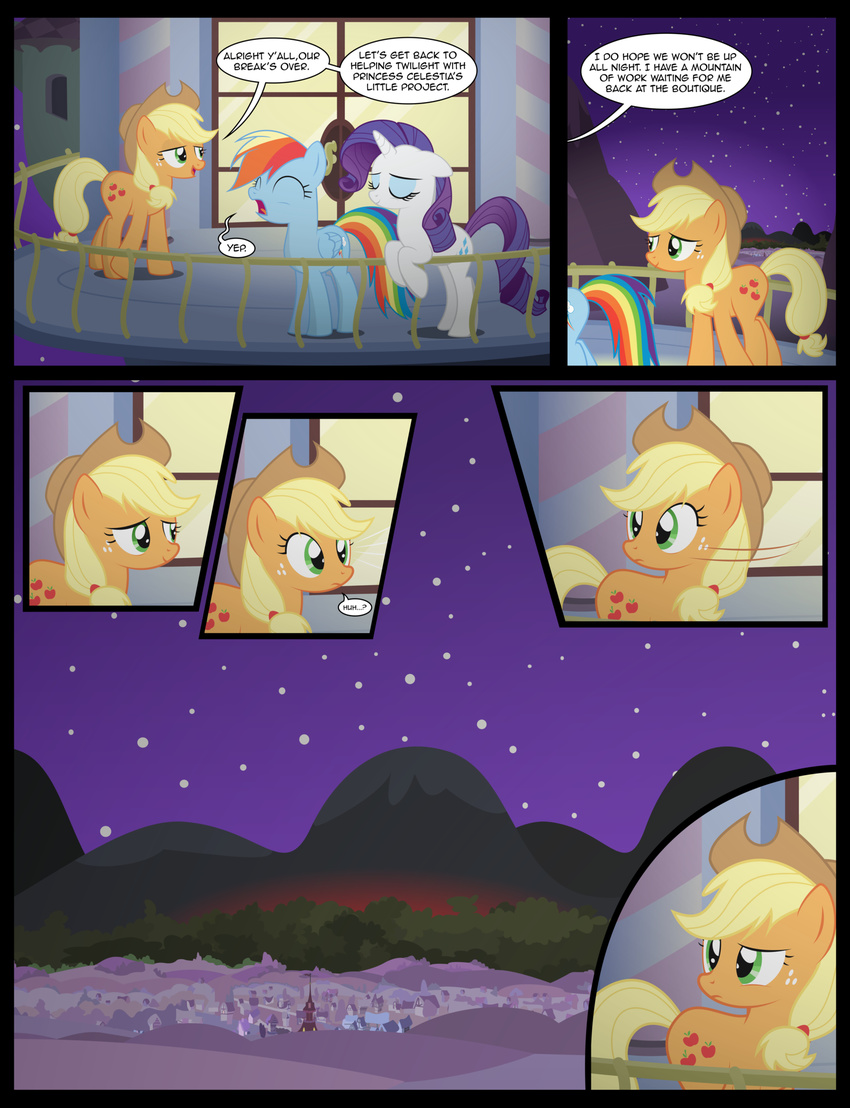 castle comic cowboy_hat cutie_mark english_text equine feral friendship_is_magic hat horn horse mammal my_little_pony night pegasus pony rainbow_dash_(mlp) rarity_(mlp) text unicorn wings xenoneal