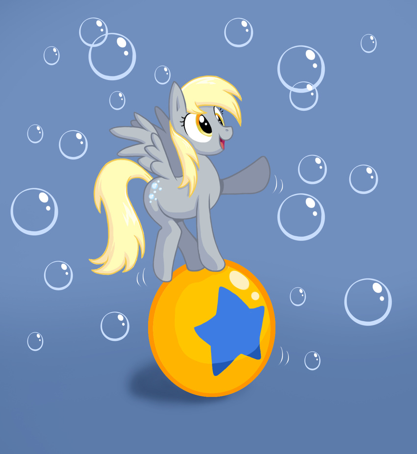 ball blonde_hair bubble bubbles cute derpy_hooves_(mlp) equine female feral friendship_is_magic hair happy horse lordstevie mammal my_little_pony pegasus pony smile solo wings