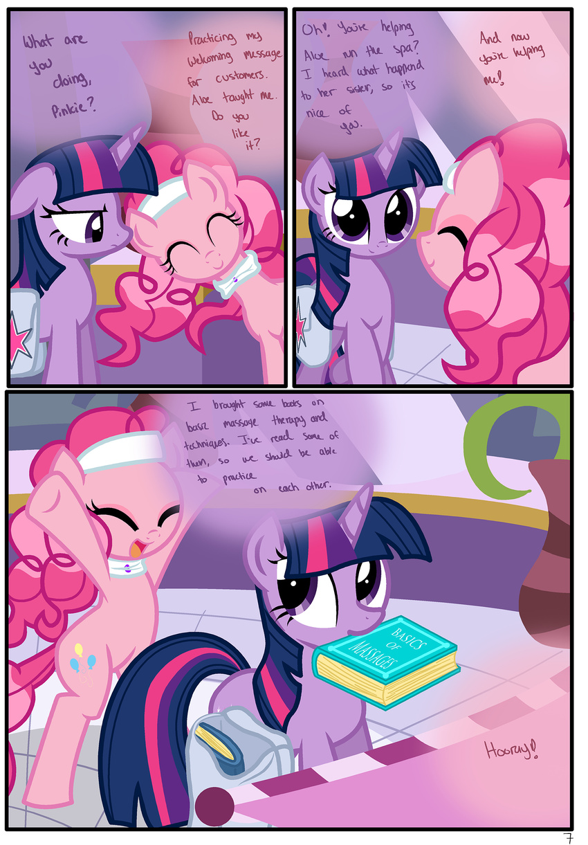book collar comic dialog duo english_text equine eyes_closed female feral friendship_is_magic hair headband horn horse long_hair mammal my_little_pony pinkie_pie_(mlp) pony pyruvate text twilight_sparkle_(mlp) unicorn