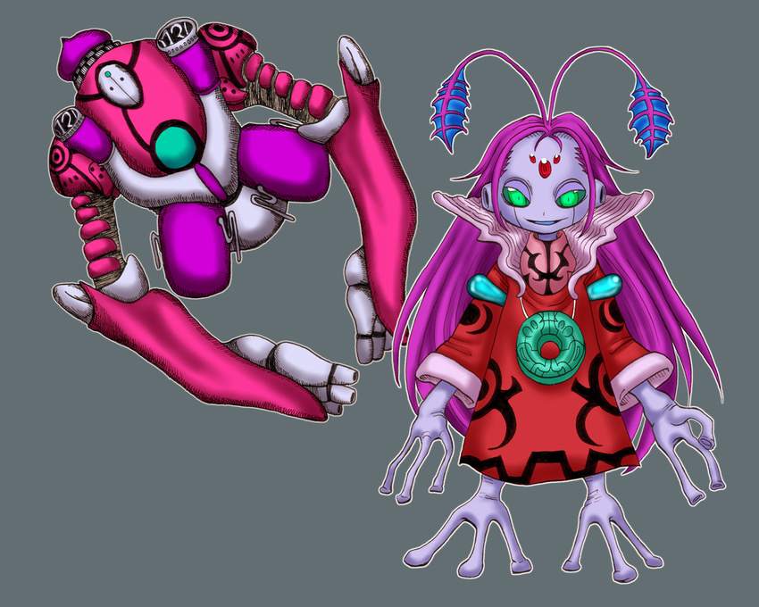 antennae female green_eyes hair ikura-maru machine mechanical monster purple_hair robot