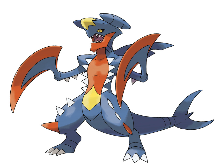 garchomp highres mega_pokemon nintendo no_humans official_art pokemon pokemon_(game) pokemon_xy simple_background solo sugimori_ken white_background