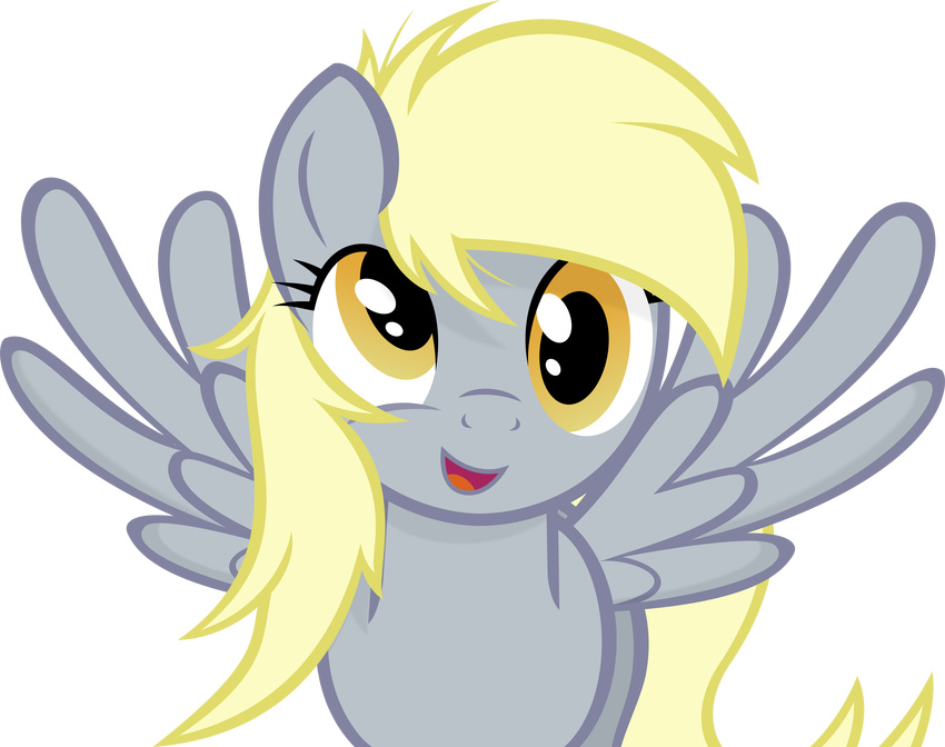 alpha_channel amber_eyes blonde_hair derp_eyes derpy_hooves_(mlp) equine female feral friendship_is_magic fur godoffury grey_fur hair hi_res horse long_hair looking_at_viewer mammal my_little_pony open_mouth pegasus plain_background pony smile solo tongue transparent_background wings yellow_eyes
