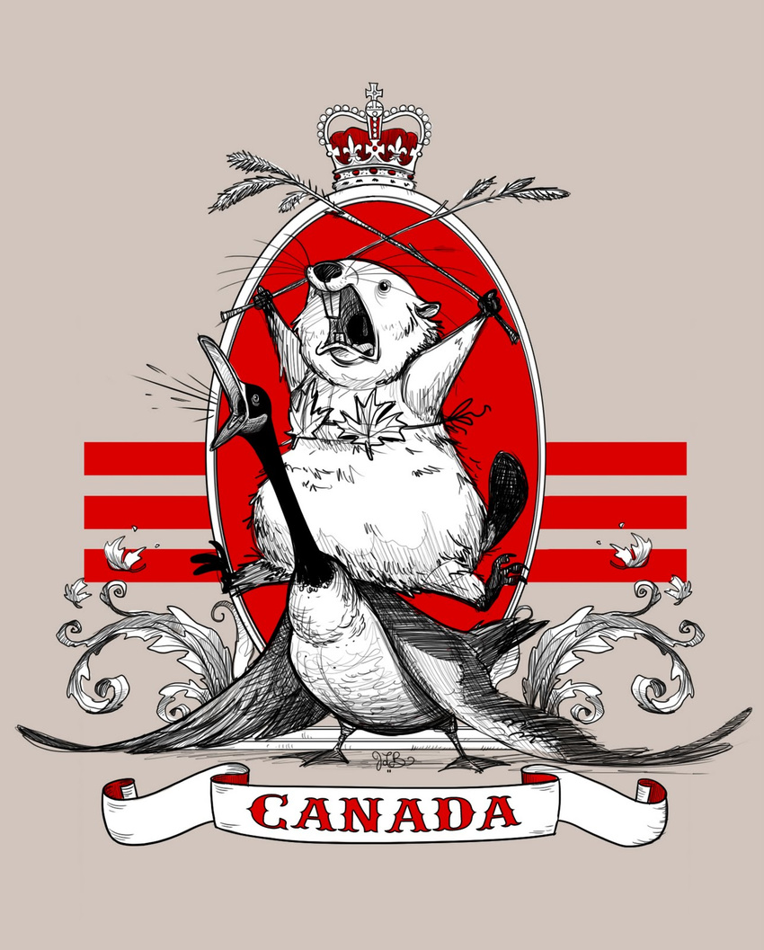 beaver bra canada canadian_goose crown humor jessica_borutski leaf mammal riding rodent underwear