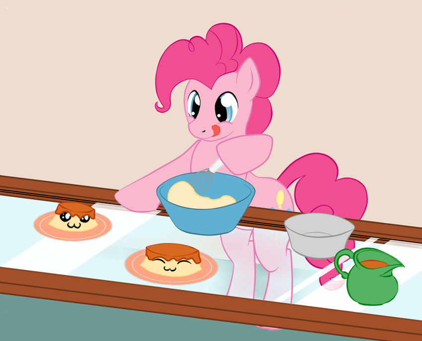 blue_eyes cutie_mark equine female feral flan food friendship_is_magic fur furryaoi hair horse mammal mixer mixing_bowl my_little_pony pie pink_fur pink_hair pinkie pinkie_pie_(mlp) pony pudding puding safe smile solo syrup table tongue tongue_out