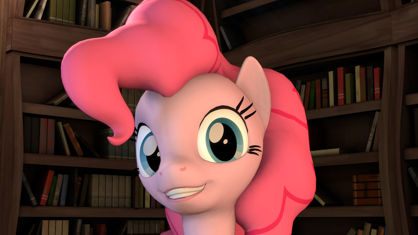 3d blue_eyes cgi cute equine female feral friendship_is_magic hair horse inside looking_at_viewer mammal my_little_pony mynokiarules pink_hair pinkie_pie_(mlp) pony portrait smile solo source_filmmaker