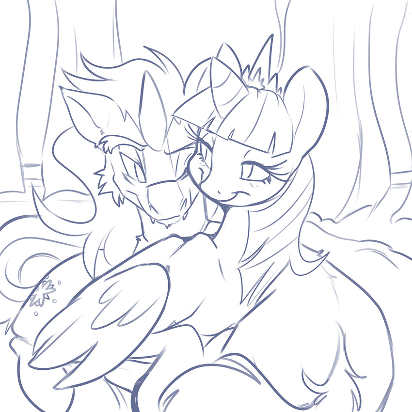 &lt;3 bluntwhiskey blush crown cuddling equine fangs female friendship_is_magic horn horse invalid_tag king_sombra_(mlp) love male my_little_pony pony smile twilight_sparkle_(mlp) unicorn winged_unicorn wings