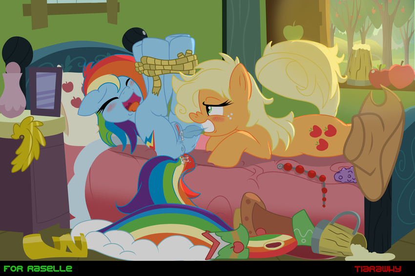 anus apple apple_trees applejack_(mlp) bed blonde_hair blush bound butt cowboy_hat cup cutie_mark dildo drunk equine eyes_closed female feral freckles friendship_is_magic fruit green_eyes hair hat hooves horse lesbian lying mammal multi-colored_hair my_little_pony on_back open_mouth pegasus photo pillow pony presenting pussy pussy_juice rainbow_dash_(mlp) rainbow_hair raised_tail rope sex_toy tiarawhy tongue tongue_out tree wings