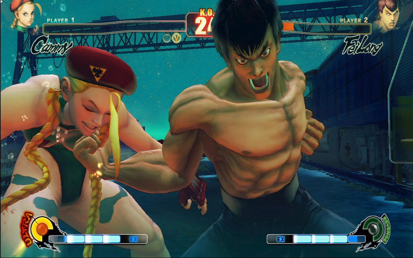 1280x800 beret blonde_hair braid cammy_white capcom fei_long hat leotard street_fighter twin_braids violence