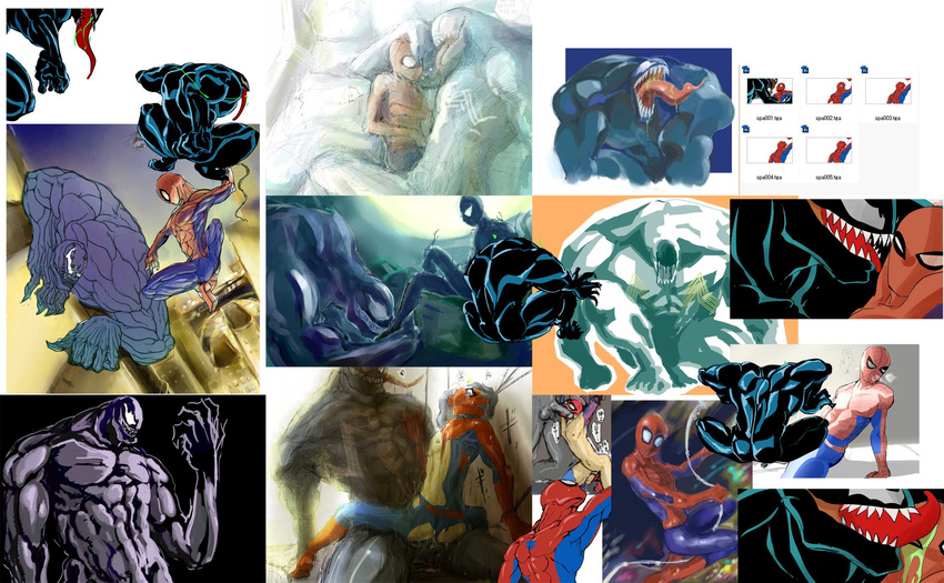 2boys artist_request highres marvel multiple_boys spider-man spider_man venom venom_(marvel) yaoi