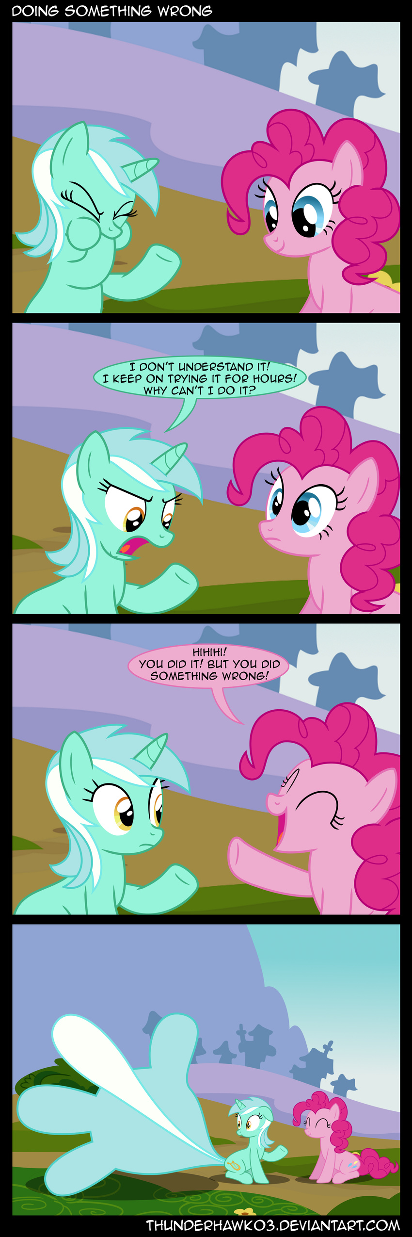 blue_eyes duo equine female feral friendship_is_magic green_hair hair horn horse inflated lyra_(mlp) lyra_heartstrings_(mlp) mammal my_little_pony outside pink_hair pinkie_pie_(mlp) pony surprise thunderhawk03 two_tone_hair unicorn white_hair yellow_eyes
