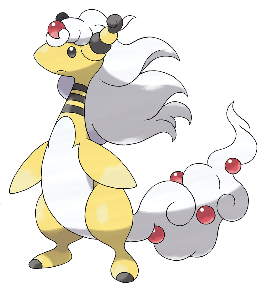 ampharos dragon highres long_hair mega_pokemon nintendo no_humans official_art pokemon pokemon_(game) pokemon_xy simple_background solo sugimori_ken white_background