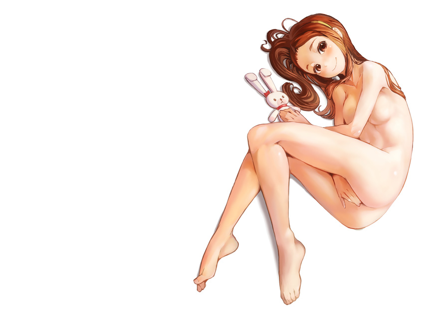 barefoot blush breasts brown_hair idolmaster kousaku minase_iori nude