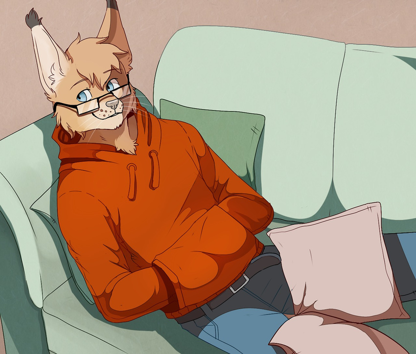 eyewear feline glasses hoodie kitt-n-valentine lynx male mammal relaxing solarbyte solo