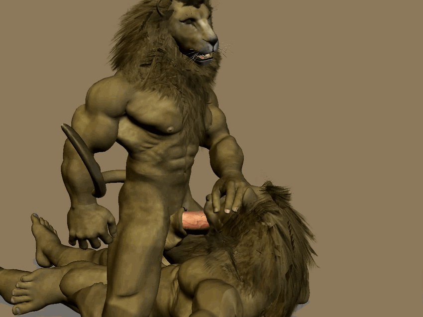 3d abs animated anthro balls biceps big_muscles big_penis cgi chest_tuft deep_throat erection eyes_closed facefuck feline fellatio flash fur gay kneeling lion lying male muscles nipples nude oral oral_sex pecs penis sex thick_penis tiger-paws tuft vein