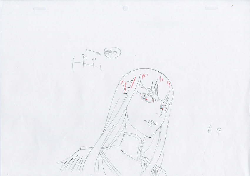 color_trace commentary dress highres key_frame kill_la_kill kiryuuin_satsuki official_art partially_colored production_art promotional_art sailor_dress school_uniform signature simple_background sketch trigger_(company) white_background