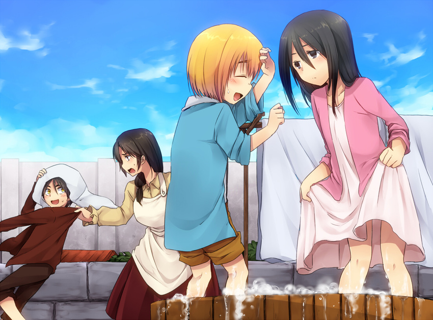 armin_arlert carla_jaeger eren_jaeger group marimo_danshaku mikasa_ackerman shingeki_no_kyojin