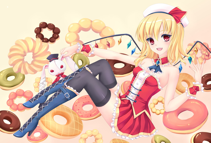 blonde_hair boots bunny fd92 flandre_scarlet food hat red_eyes thighhighs touhou wings