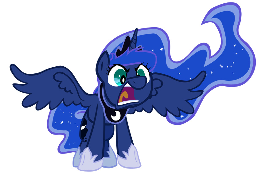 alpha_channel crystalchan2d cutie_mark equine female feral friendship_is_magic hair horn horse long_hair mammal my_little_pony open_mouth plain_background pony princess_luna_(mlp) screaming solo teal_eyes transparent_background upset winged_unicorn wings