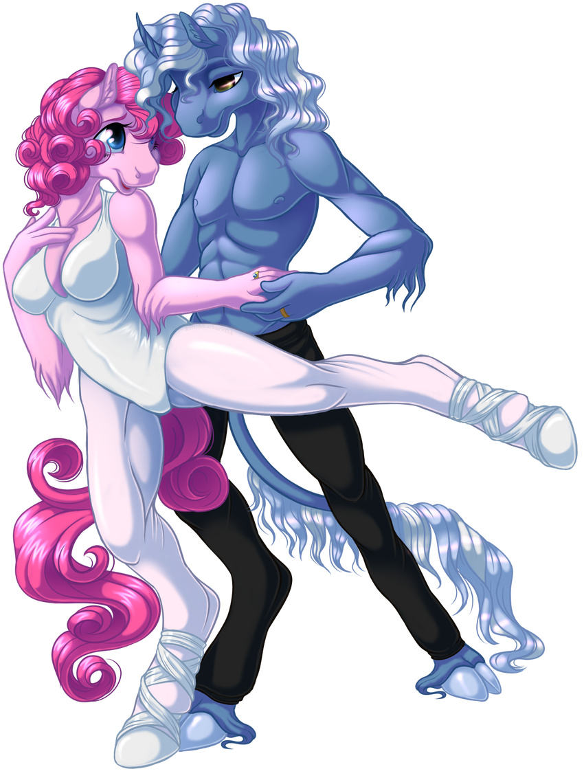 abs alpha_channel anthro anthrofied biceps blue_fur blue_hair breasts brown_eyes cleavage clothed clothing curly_hair dancing dress duo engagement_ring equine female friendship_is_magic fur hair hooves horn horse kittehkatbar leotard looking_back looking_down looking_up male mammal muscles my_little_pony nipples pants pecs pink_fur pink_hair pinkie_pie_(mlp) plain_background pokey_(mlp) pokey_pierce_(mlp) pony raised_leg ring standing topless transparent_background two_tone_hair unicorn wedding_ring