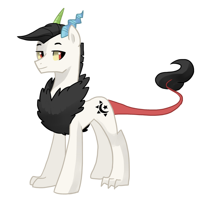 black_hair claws crossbreed cutie_mark draconequus equine friendship_is_magic fur hair horn horse hybrid kilala97 male mammal my_little_pony original_character plain_background pony prince_illusion smile