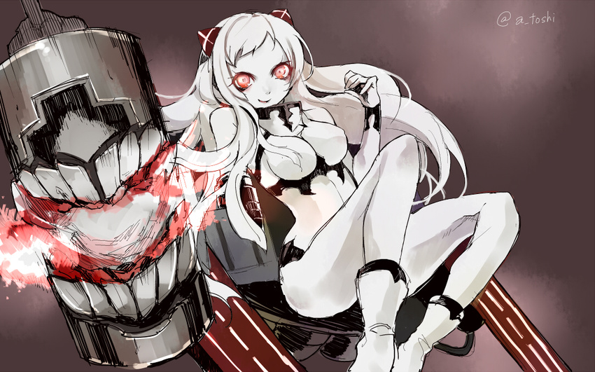 airfield_hime atoshi bodysuit kantai_collection long_hair red_eyes shinkaisei-kan solo white_hair