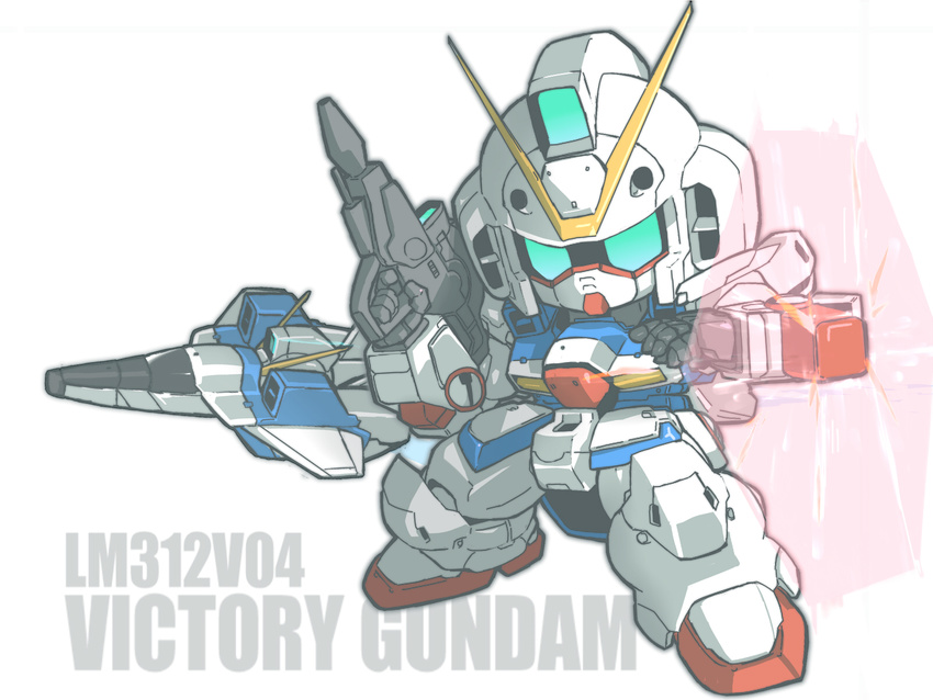 aircraft airplane bad_id bad_pixiv_id beam_rifle beam_shield character_name chibi core_fighter energy_gun gundam highres jet mecha no_humans solo v_gundam victory_gundam weapon