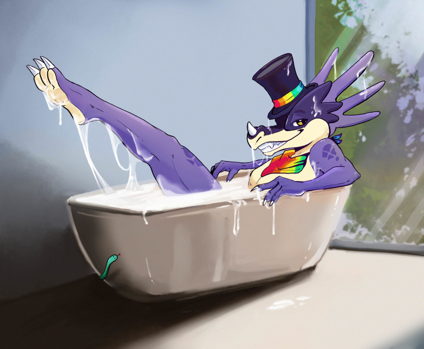 anthro boshideaway cum cum_bath cum_everywhere excessive_cum kobold male messy solo xenoyia