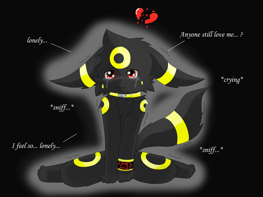 crying cute eeveelution hi_res nintendo open_eyes pok&#233;mon pok&eacute;mon red_eyes senz sitting solo umbreon video_games