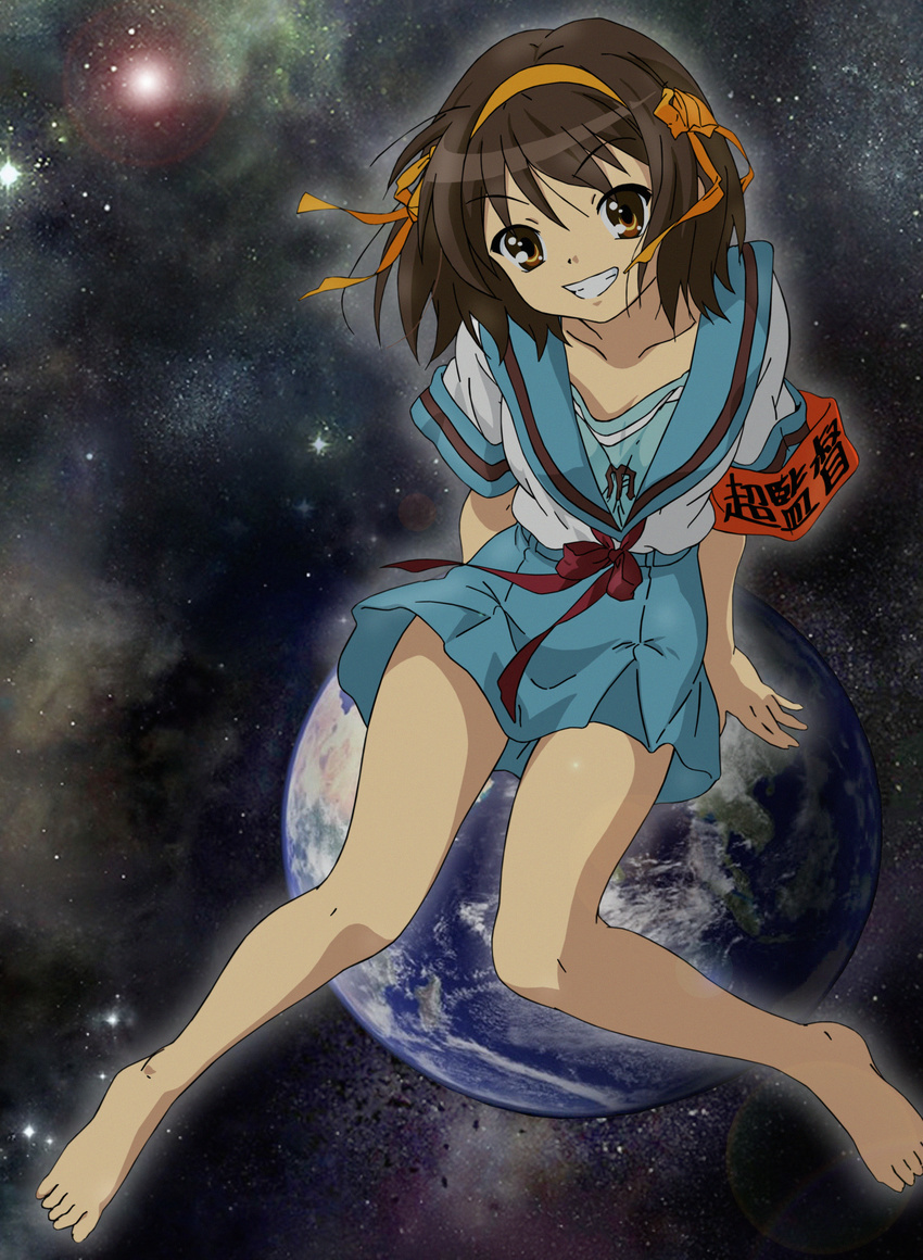 absurdres barefoot earth giantess highres huge_filesize kita_high_school_uniform school_uniform serafuku sitting solo suzumiya_haruhi suzumiya_haruhi_no_yuuutsu third-party_edit