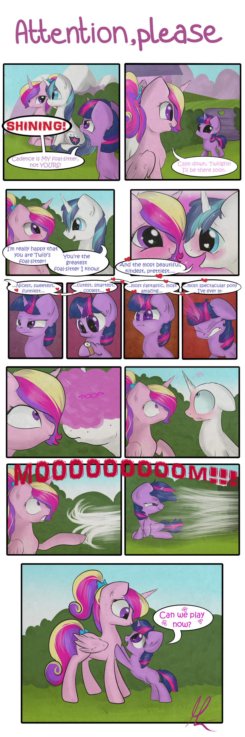 bald blue_eyes blue_hair blush comic cutie_mark dialog english_text equine female feral friendship_is_magic frown fur glowing hair horn horse lolepopenon long_hair magic male mammal multi-colored_hair my_little_pony open_mouth outside pony ponytail princess_cadance_(mlp) purple_eyes purple_fur purple_hair shining_armor_(mlp) sitting sky smile smoke teeth text tongue twilight_sparkle_(mlp) unicorn watch white_fur winged_unicorn wings young