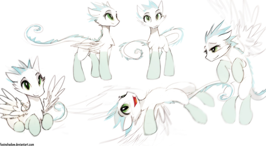 character_model dragon equine female foxinshadow green_eyes half-closed_eyes half_lidded happy horse hybrid looking_at_viewer mammal my_little_pony original_character patch(character) smile wings zero-sum