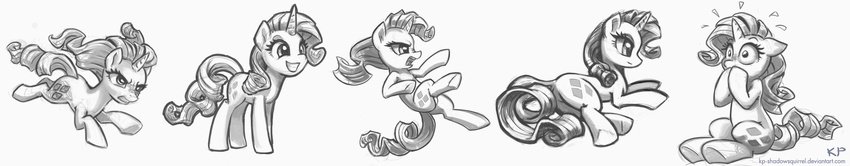 angry attacking black_and_white cutie_mark equine female friendship_is_magic hair happy horn horse karol_pawlinski lying mammal monochrome my_little_pony plain_background pony rarity_(mlp) smile standing sweat unicorn white_background worried