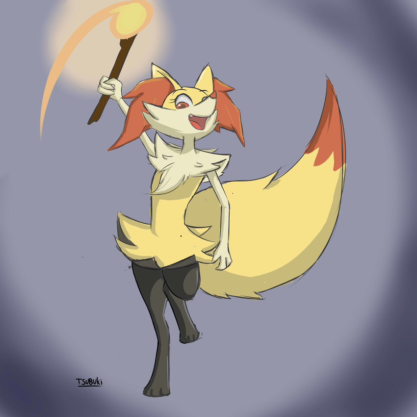 ambiguous_gender braixen canine fennec fire fox hi_res mammal nintendo pok&#233;mon pok&eacute;mon solo stick video_games xy zephikitsune