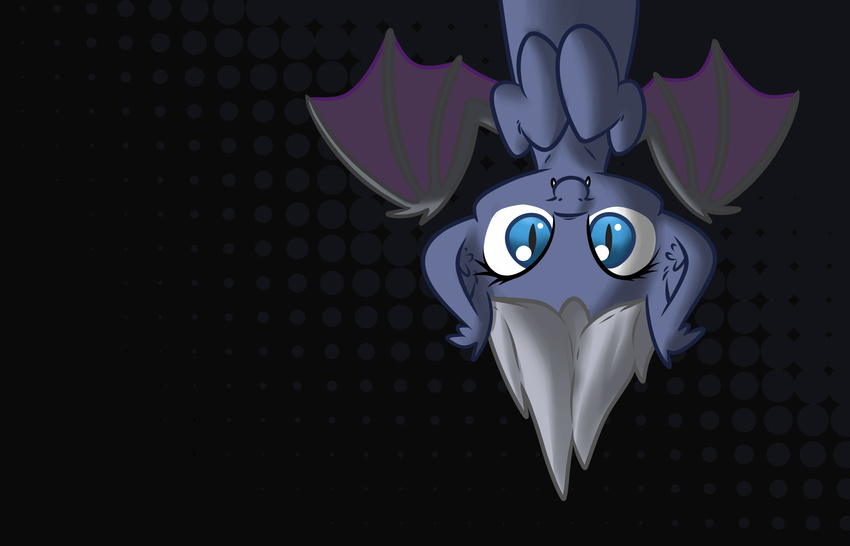 bat_pony bat_wings blue_eyes blue_fur equine fangs female feral friendship_is_magic fur hair horse long_hair looking_at_viewer mammal my_little_pony oblivinite original_character pegasus pony slit_pupils smile solo teeth upside_down white_hair wings