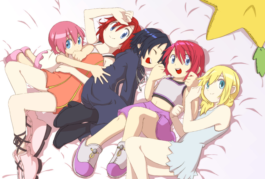 5girls kairi kingdom_hearts multiple_girls multiple_persona namine red_hair short_hair xion_(kingdom_hearts)