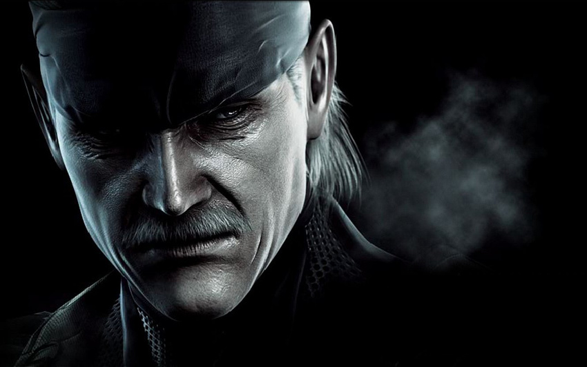 3d artist_request facial_hair headband male_focus metal_gear_(series) metal_gear_solid metal_gear_solid_4 mustache official_art old_snake realistic solid_snake solo white_hair