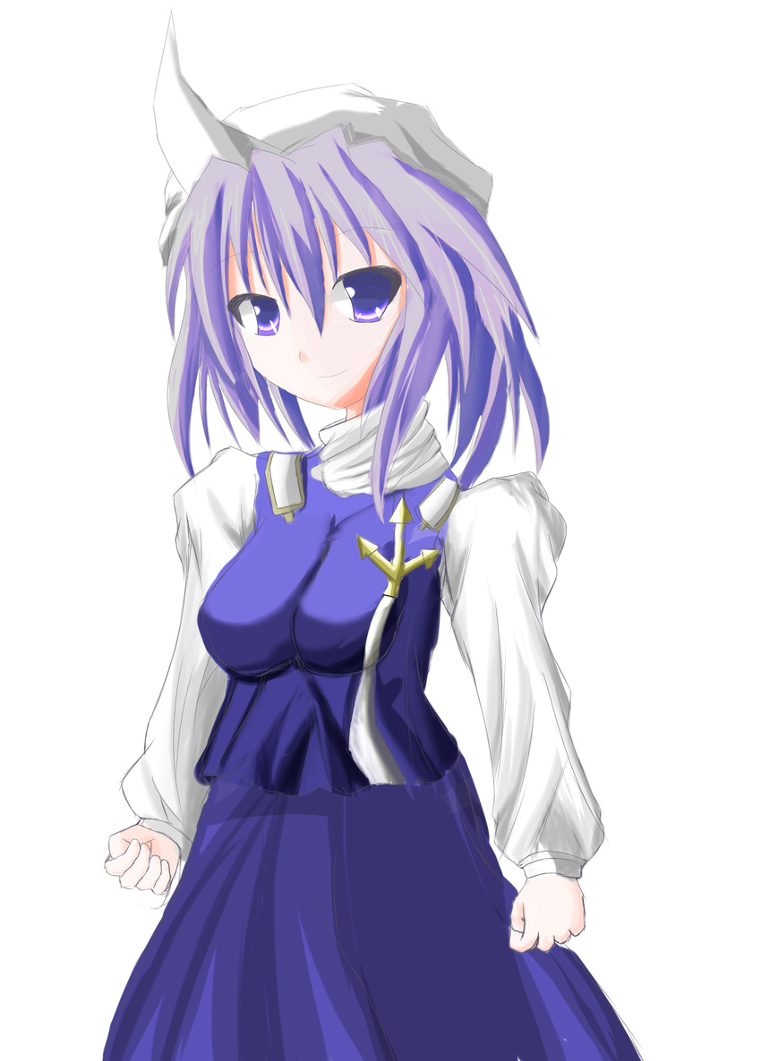 hat highres letty_whiterock purple_eyes purple_hair simple_background solo touhou vaya white_background