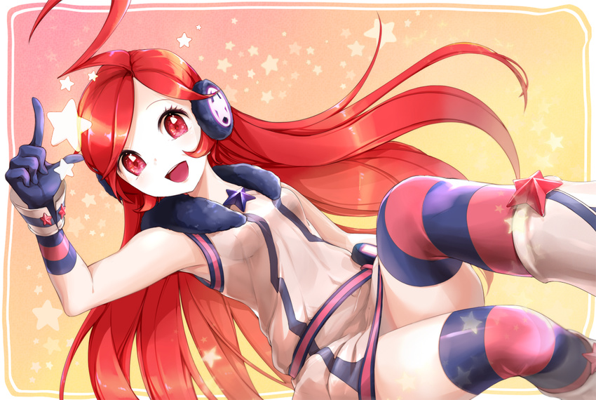 gloves kimjae737 miki_(vocaloid) red_eyes red_hair thighhighs vocaloid