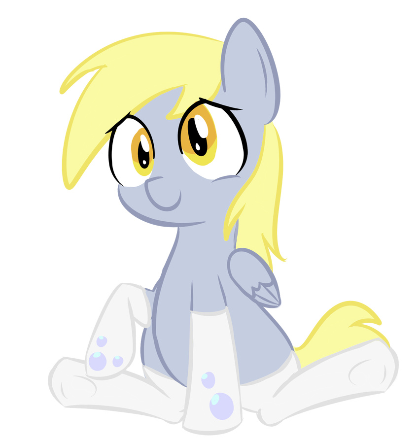 amber_eyes blonde_hair bubble bubbles clothing derpy_hooves_(mlp) english_text equine female feral flaminbunny friendship_is_magic fur grey_fur hair horse long_hair looking_at_viewer mammal my_little_pony pegasus plain_background pony sitting smile socks solo text transparent_background wings yellow_eyes
