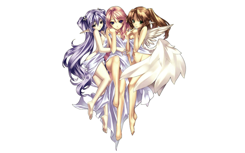 angel cleavage ellis fyuria hirano_katsuyuki nude pointed_ears record_of_agarest_war silvi wings