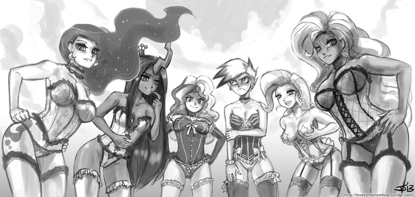 anthro changeling cutie_mark equestria_girls evil fangs female friendship_is_magic gilda_(mlp) green_eyes green_hair group hair horn human humanized john_joseco lingerie long_hair looking_at_viewer my_little_pony nightmare_moon_(mlp) nightmare_rarity_(mlp) open_mouth queen_chrysalis_(mlp) sunset_shimmer_(eg) trixie_(mlp)