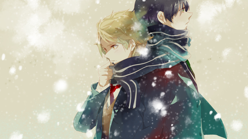 kanbara_akihito kyoukai_no_kanata male nase_hiroomi scarf snow yukinokoe