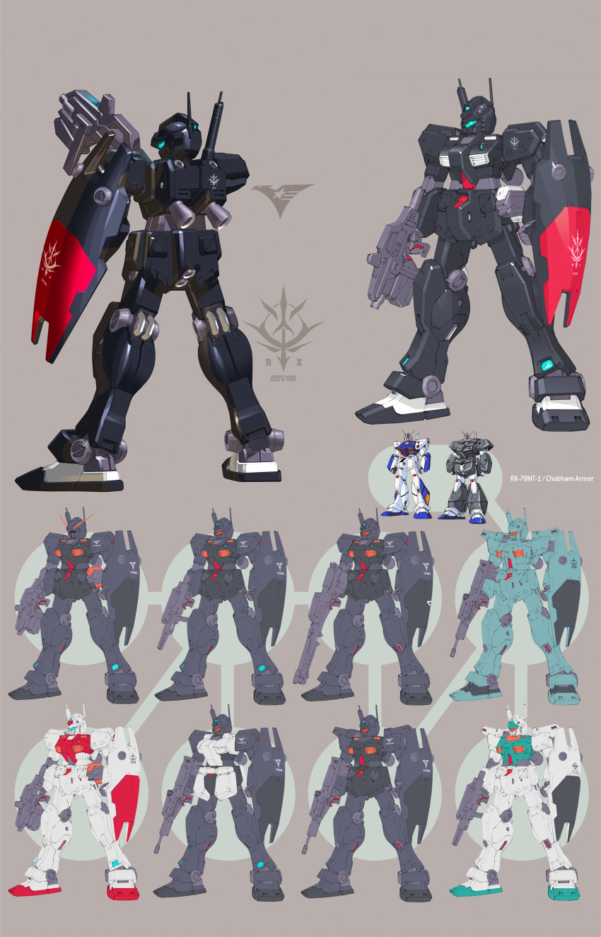 absurdres advance_of_zeta advance_of_zeta_re-boot beam_rifle diagram energy_gun gm_(mobile_suit) gm_custom gm_quel grey_background gundam highres kenki_fujioka mecha mobile_suit no_humans official_art reference_sheet robot weapon