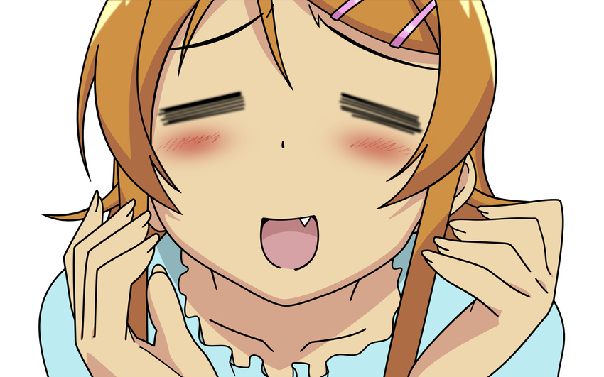 blush close fang kousaka_kirino orange_hair ore_no_imouto_ga_konnani_kawaii_wake_ga_nai transparent vector