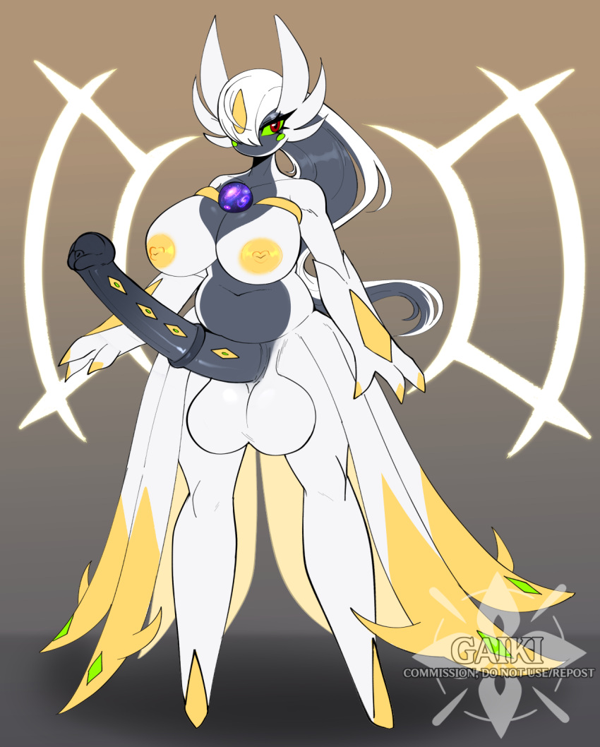 animal_genitalia arceus balls big_balls big_breasts big_penis breasts clothed clothing digital_media_(artwork) equine_genitalia erection gaiki gardevoir generation_3_pokemon generation_4_pokemon genitals gynomorph hi_res huge_balls huge_penis humanoid intersex legendary_pokemon nintendo nipples nude penis pokemon pokemon_(species) simple_background slightly_chubby solo thick_thighs wide_hips