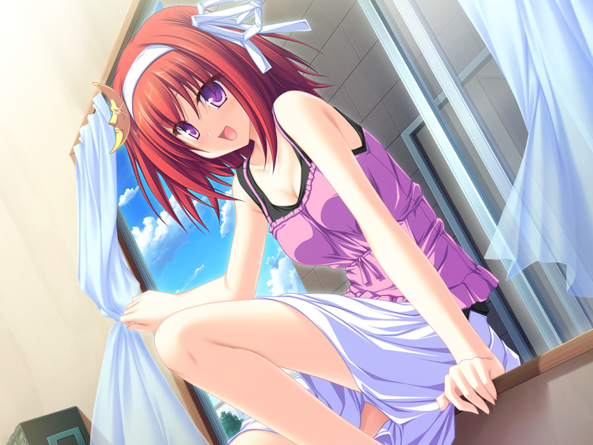 game_cg redhead skirt suzukaze_no_melt tenmaso tsubaki_nazuna violet_eyes whirlpool