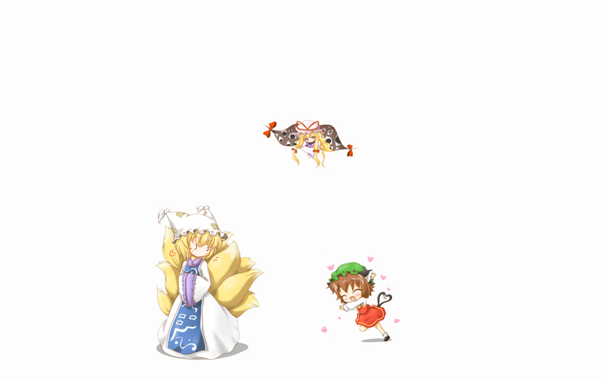 animal_ears chen chibi neko_yume tail touhou yakumo_ran yakumo_yukari