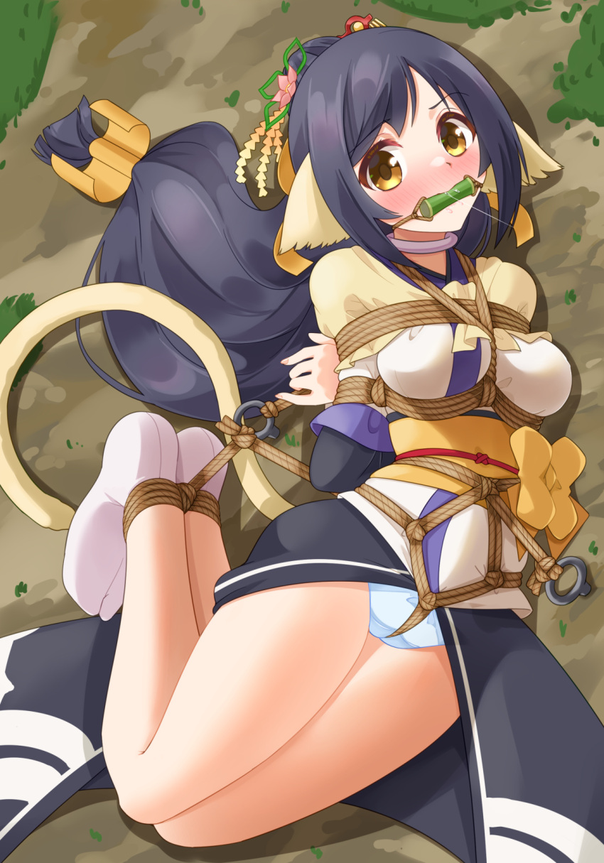 bdsm bit_gag bondage bound bound_arms gag gagged highres hogtie kuon_(utawarerumono) mukanata restrained shibari utawarerumono utawarerumono:_itsuwari_no_kamen