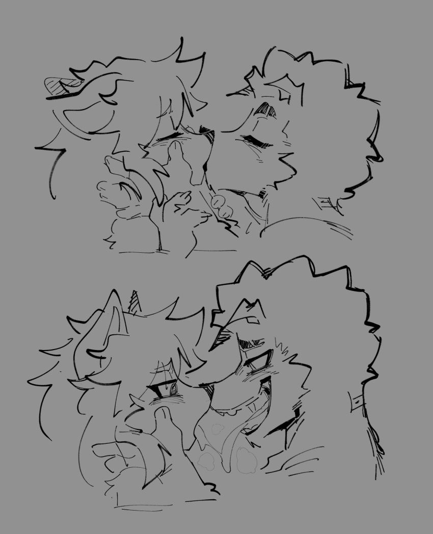 anthro biped bodily_fluids canid canine canis domestic_dog duo eyes_closed female french_kissing goon_(goonie_san) goonie-san hi_res kissing male male/female mammal open_mouth saliva saliva_string side_view tongue tongue_out